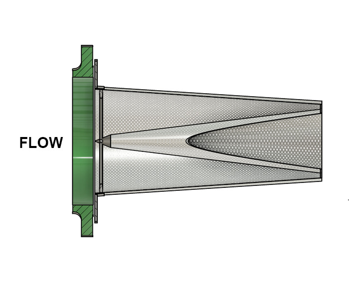 Large diameter inline conical strainer for LNG compressor station protection Large diameter inline conical strainer for LNG compressor station protection