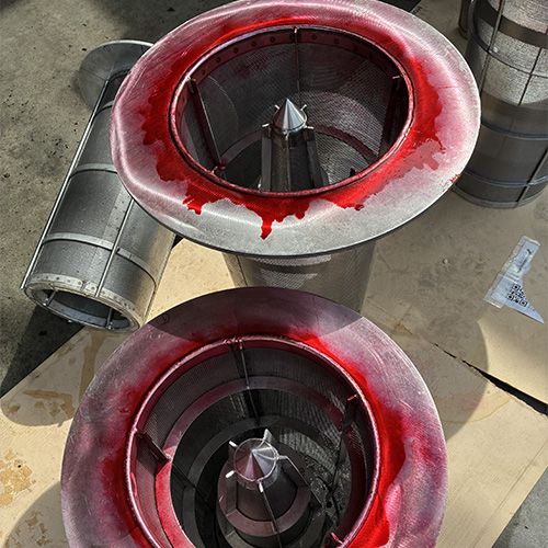 Dye Penetrant Testing (DPI) of Cone Strainer Welds Dye Penetrant Testing (DPI) of Cone Strainer Welds